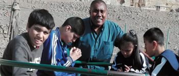 Enjoying recess with my students (L-R: Sabastian, Jose, Mini, Valentina and Juan)